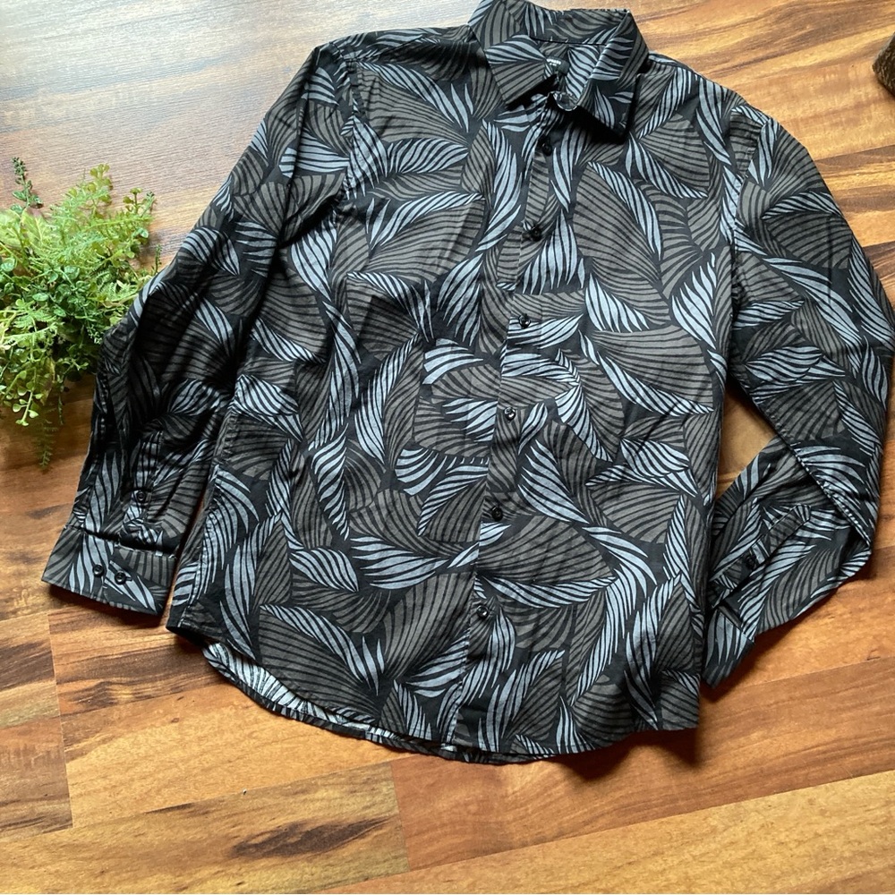 Express MENS Large slim IMX long sleeve patterned shirt